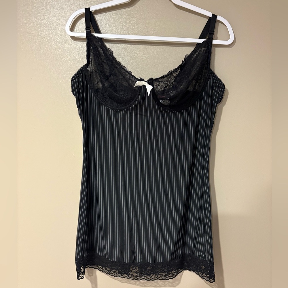 gothic steampunk pinstripe bustier lingerie slip playboy monochrome coquette